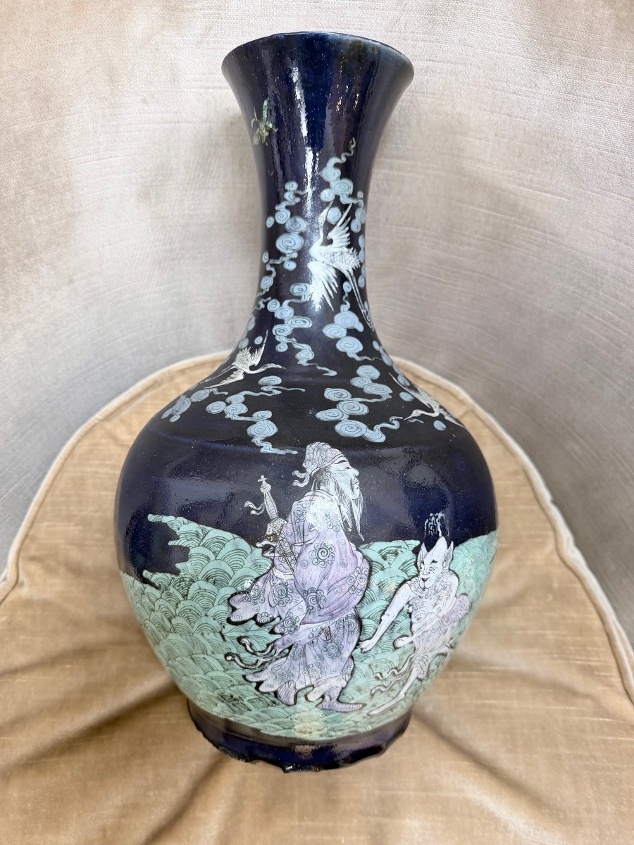 Daoguang 1821 - 1850 vase de passage des examens impériaux décor «  AnHua «  dragon Chi 
