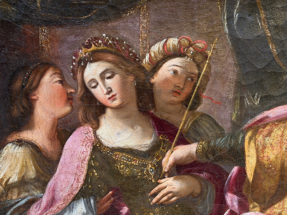 École italienne XVII es Italie huile sur toile en l etat -photo-3