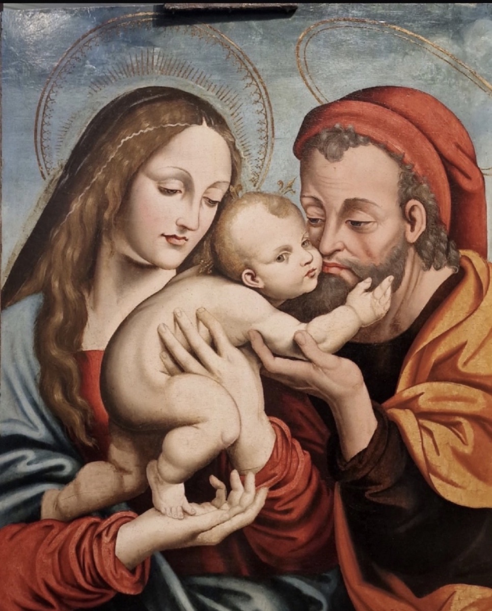 WORKSHOP VINCENTE MASIP 1475 - 1545 VALENCE, ESPAGNE ' HOLLY FAMILY ' VERS 1510 - 1520