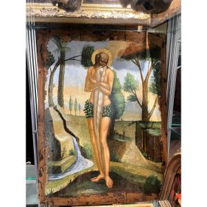 Grande icone  ( tempera ) XVII es des Balkans ' San Onofrio ' 