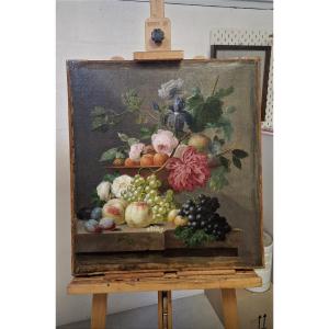 Autour de la famille '  Van Os ' XVIII es , Hollande - etude huile sur papier montée sur toile 