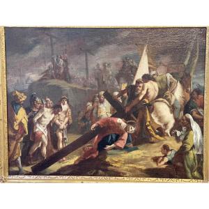 Study In Oil On Canvas For A Calvary Scene, Venice Circa 1720-1730 
