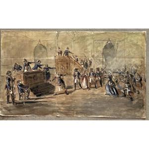 le 16 juillet 1793 le procès de Charlotte Corday pour l assassinat de Paul Marat ( dessin )  