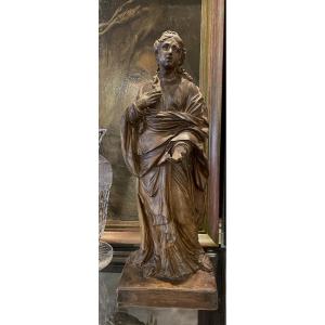 Etude en terre cuite originale   pour une sculpture  de Sainte a Anvers  XVIII es 