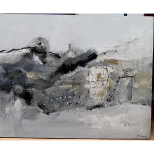 Sun Guangyi 1967 - Chinese Mountain Abstraction - Canvas 100 Cm X 80 Cm