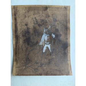 Jean Victor Schnetz 1787 - 1870 dédicace à son ami Jean Alaux 1786 - 1864 , esquisse