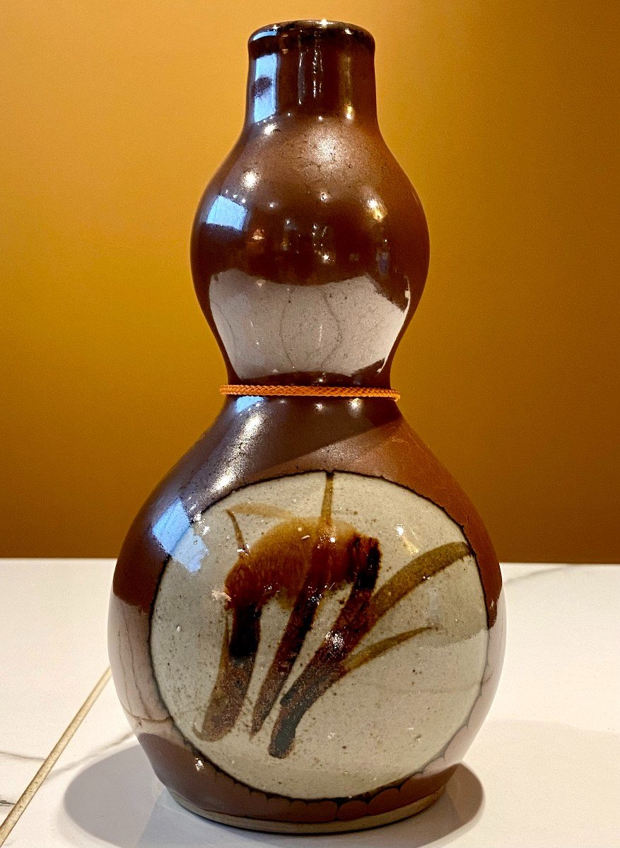 Japan, Mid 20th Century, Ceramic Double Gourd Bottle Vase.-photo-2