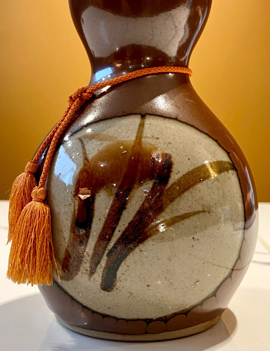 Japan, Mid 20th Century, Ceramic Double Gourd Bottle Vase.-photo-4