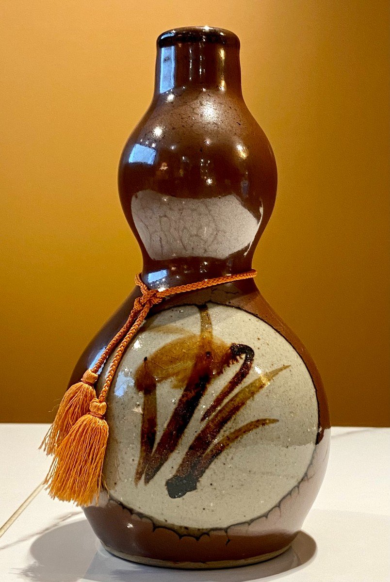 Japan, Mid 20th Century, Ceramic Double Gourd Bottle Vase.