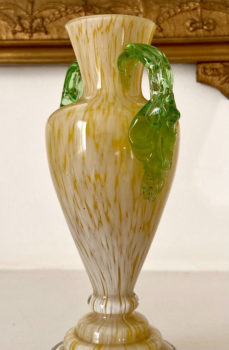 France, 1920s/1940s, In The Spirit Of Clichy, Pair Of Blown Glass Vases.-photo-1