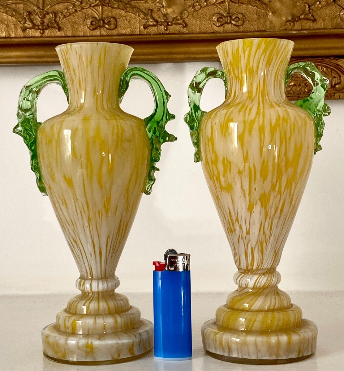 France, 1920s/1940s, In The Spirit Of Clichy, Pair Of Blown Glass Vases.-photo-4