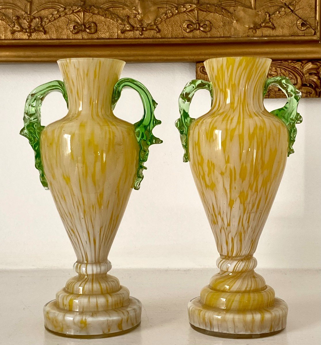 France, 1920s/1940s, In The Spirit Of Clichy, Pair Of Blown Glass Vases.