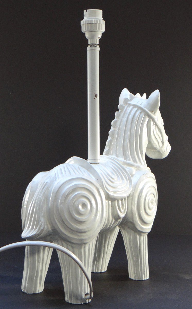 Pied De Lampe Cheval En Bois Peint Design Jonathan Adler.-photo-4