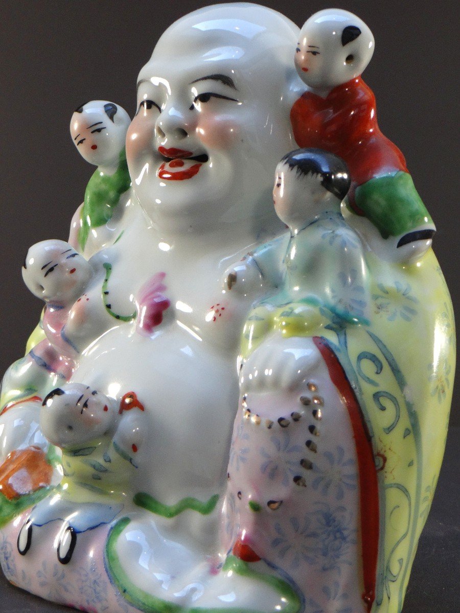 China, Mid-20th Century, Poussah Porcelain Group And Children.-photo-3
