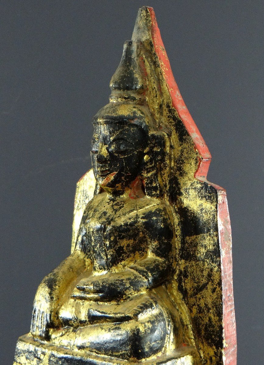 Thaïlande, Culture Taï Lu, Début Du XXème Siècle, Sculpture De Bouddha En Bois Laqué. -photo-6