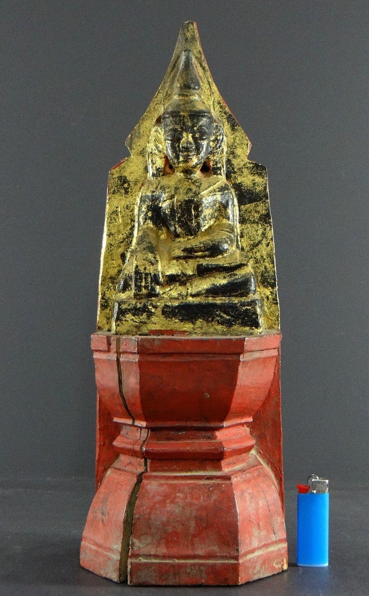 Thaïlande, Culture Taï Lu, Début Du XXème Siècle, Sculpture De Bouddha En Bois Laqué. -photo-8