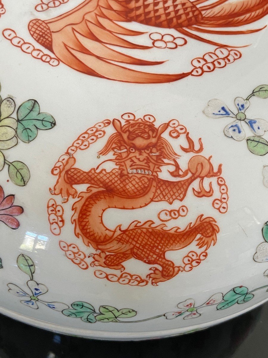 China, Mid-20th Century, Important Round Porcelain Box Decorated With Phoenixes And Dragons.-photo-1