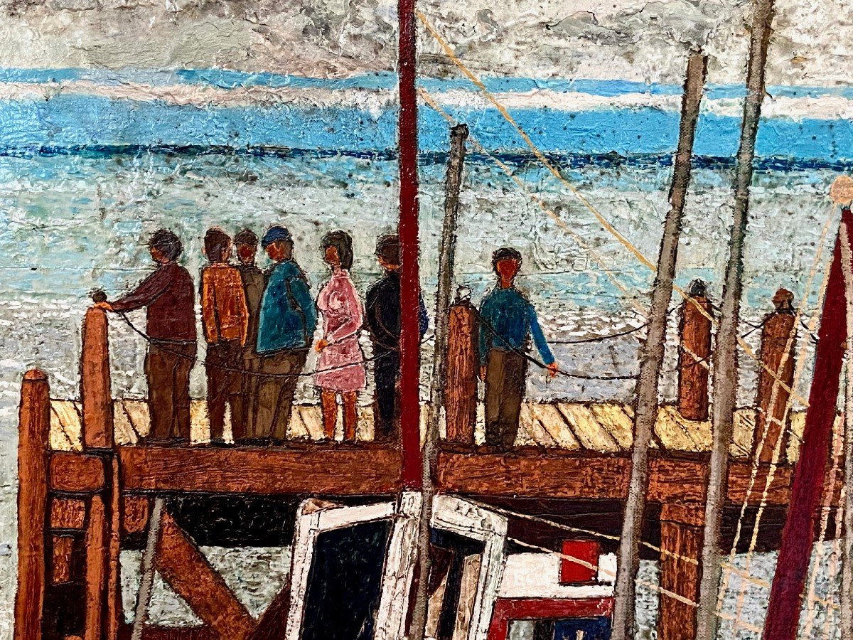 François Szulman (born In 1931), Painting View Of A Fishing Port Dated 1977.-photo-5