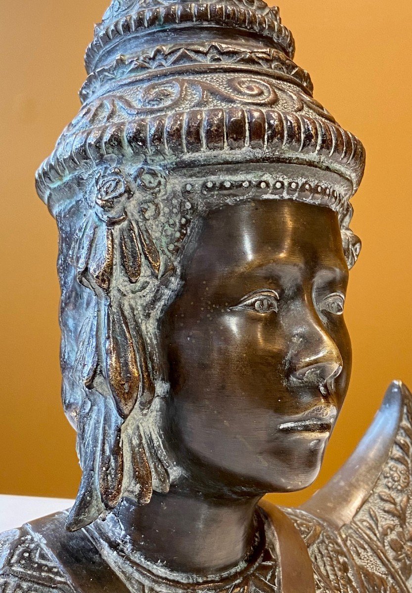 Thaïlande, Premier Tiers Du XXème Siècle, Buste En Bronze De Danseuse. -photo-6