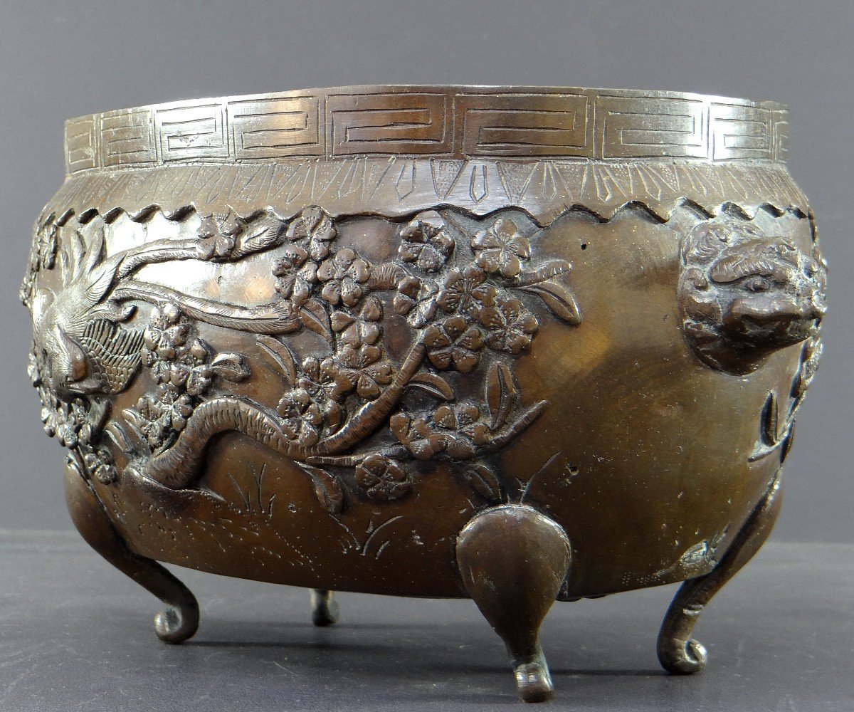 Vietnam Or South China, XIXth Century, Important Bronze Perfume Burner Decor Of Phoenix.-photo-2
