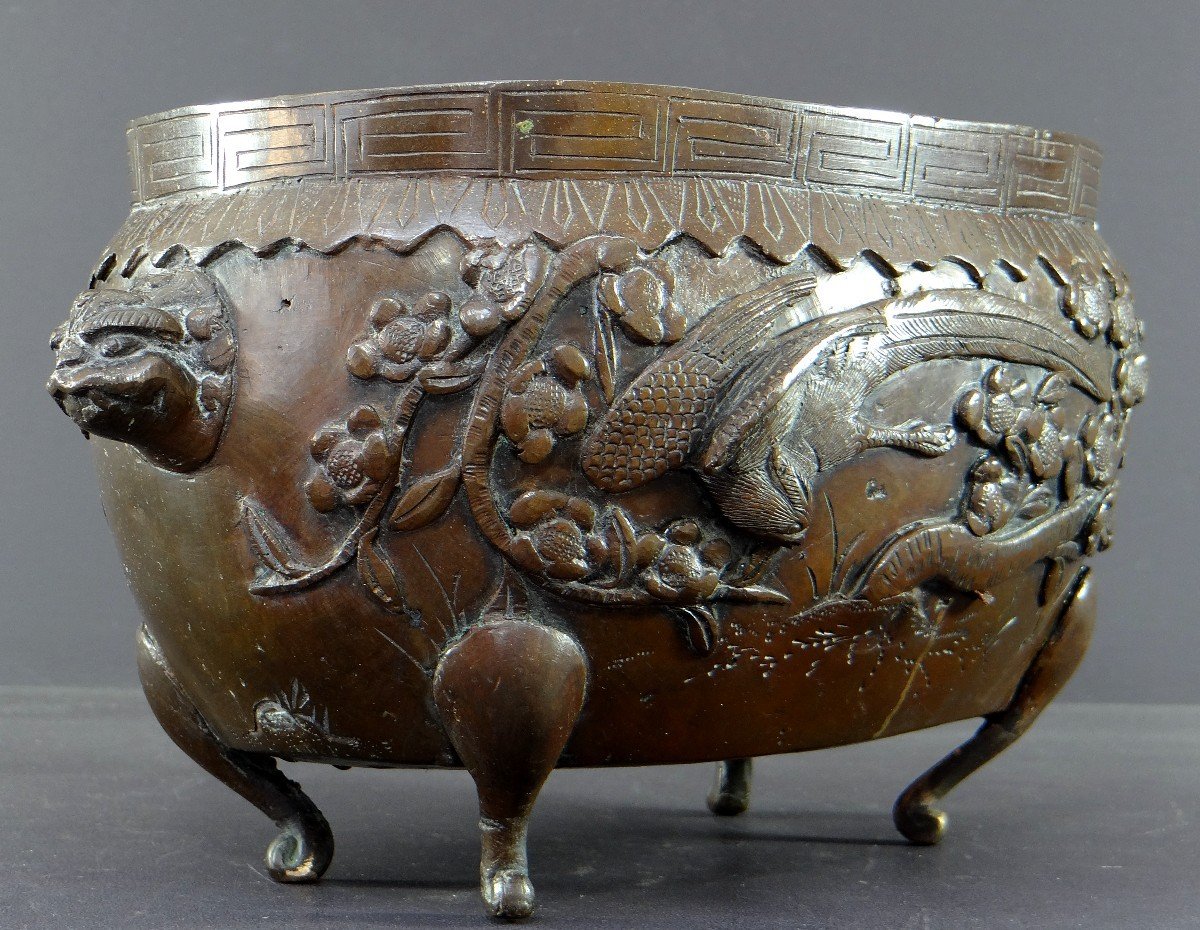 Vietnam Or South China, XIXth Century, Important Bronze Perfume Burner Decor Of Phoenix.-photo-3