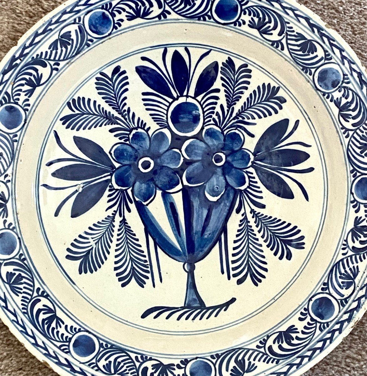 Delft, XVIIIth Century, Earthenware Dish Decorated With A Bouquet Of Flowers.-photo-2