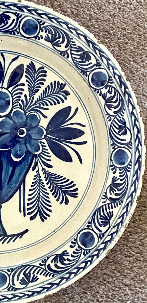 Delft, XVIIIth Century, Earthenware Dish Decorated With A Bouquet Of Flowers.-photo-1