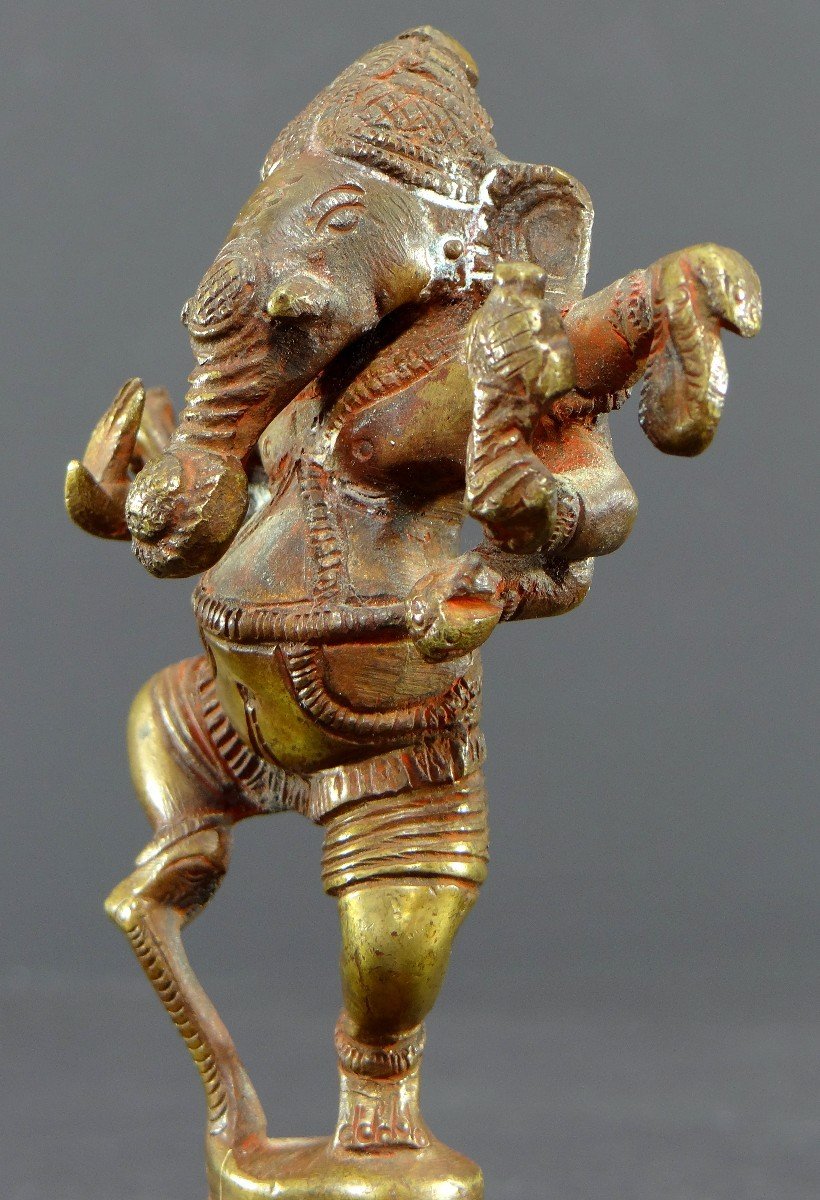 India, First Third Of The 20th Century, Statuette Of Ganesh In Bronze.-photo-3