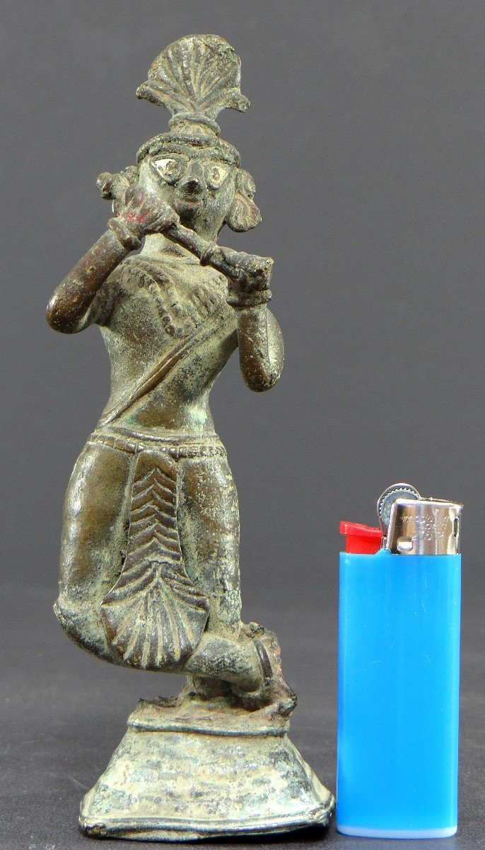 Inde, Début Du XIXème Siècle Ou Antérieur, Statue De Krishna En Bronze.-photo-8