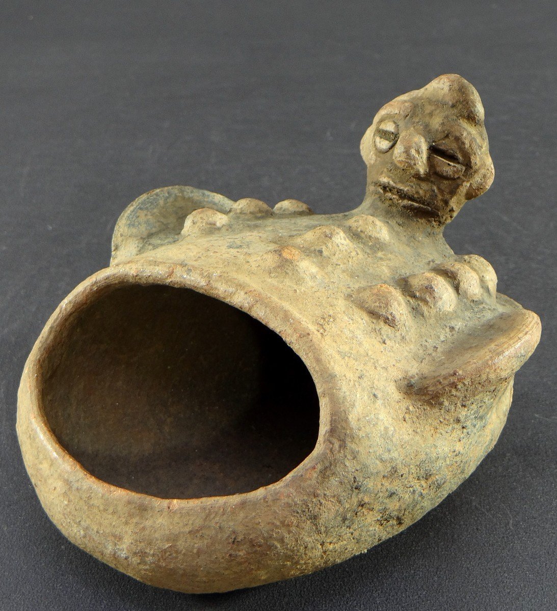 Nigeria, Izi People, First Half Of The 20th Century, Anthropo-zoomorphic Terracotta Cup.-photo-2