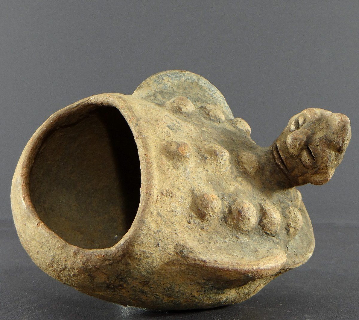 Nigeria, Izi People, First Half Of The 20th Century, Anthropo-zoomorphic Terracotta Cup.-photo-2