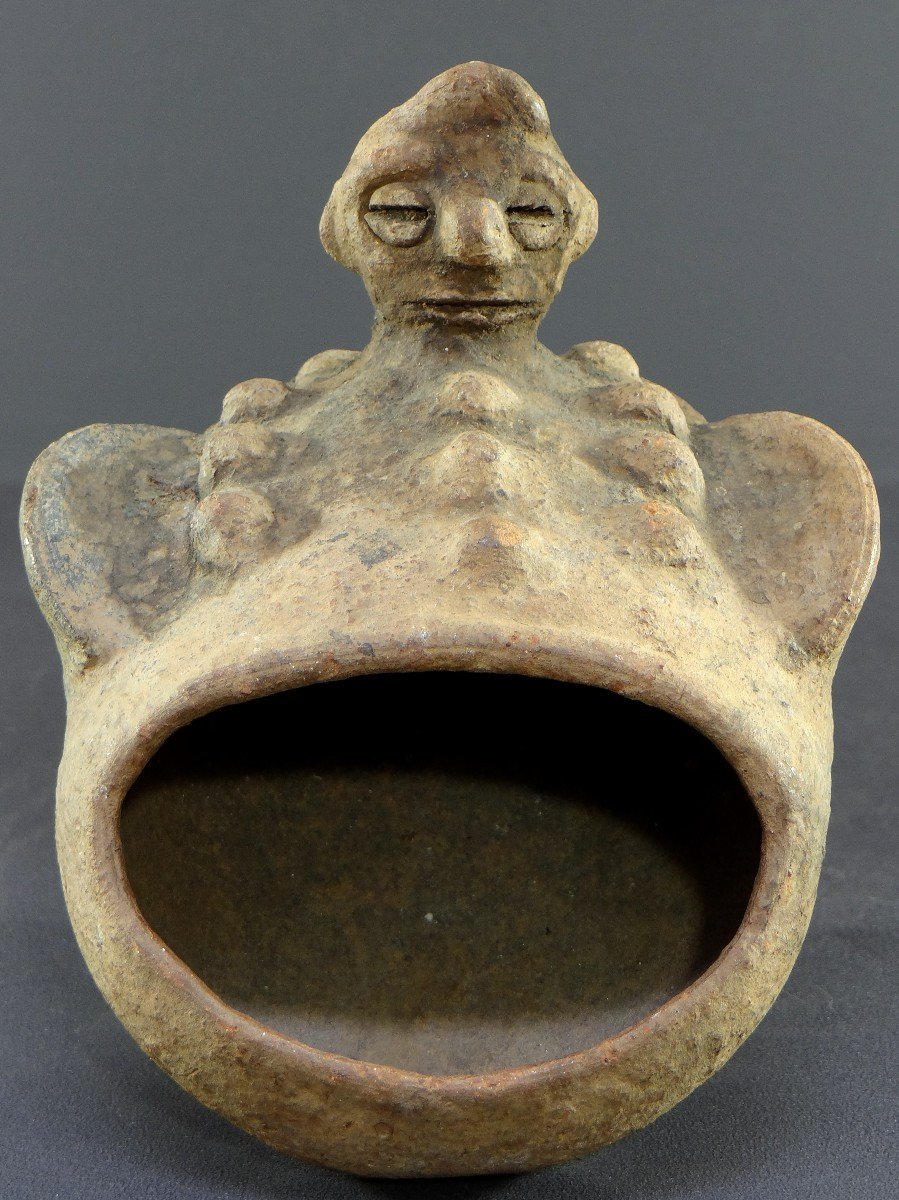 Nigeria, Izi People, First Half Of The 20th Century, Anthropo-zoomorphic Terracotta Cup.-photo-3