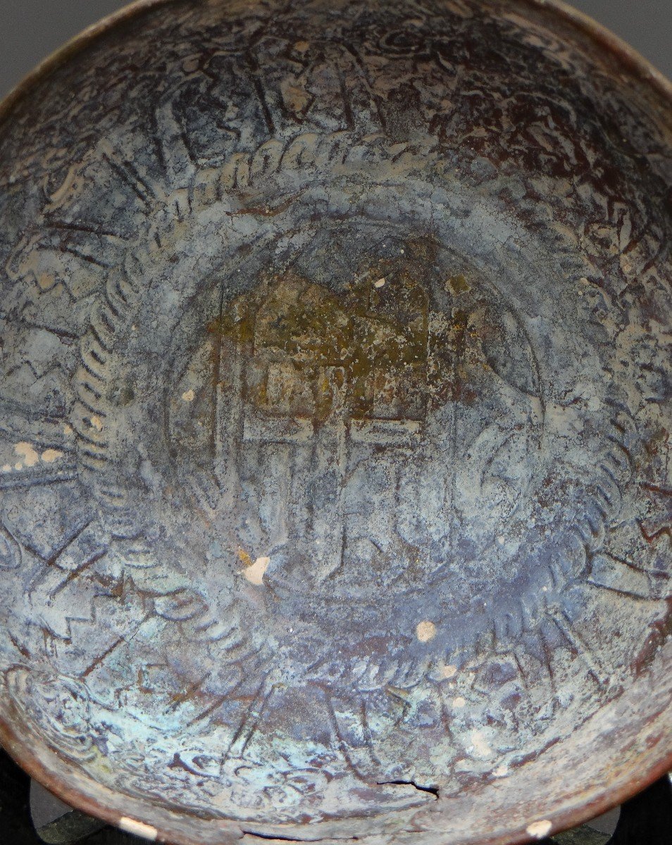 Islamic Art, XVth-xvith Century, Bronze Cup Hammered Decor.-photo-2