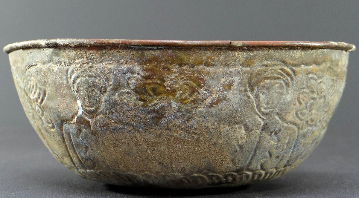Islamic Art, XVth-xvith Century, Bronze Cup Hammered Decor.-photo-3