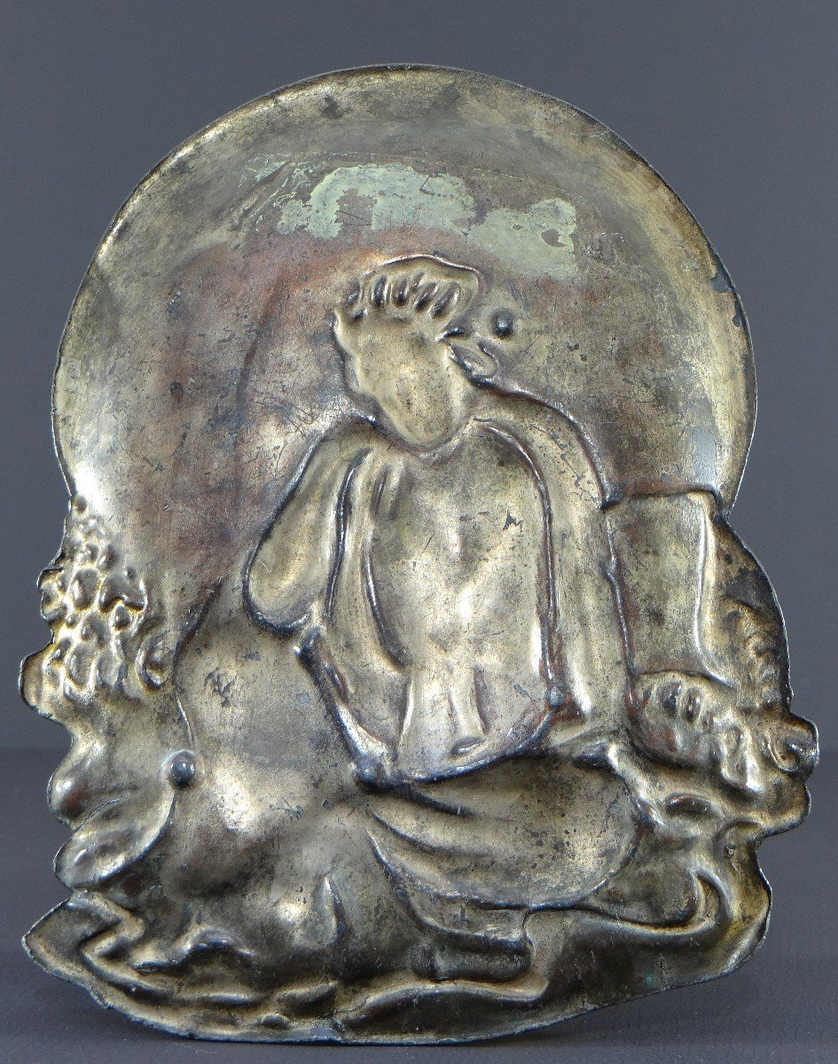 Japon, Fin Du XIXème Siècle, Coupelle En étain Doré à Représentation De Kwan Yin. -photo-4