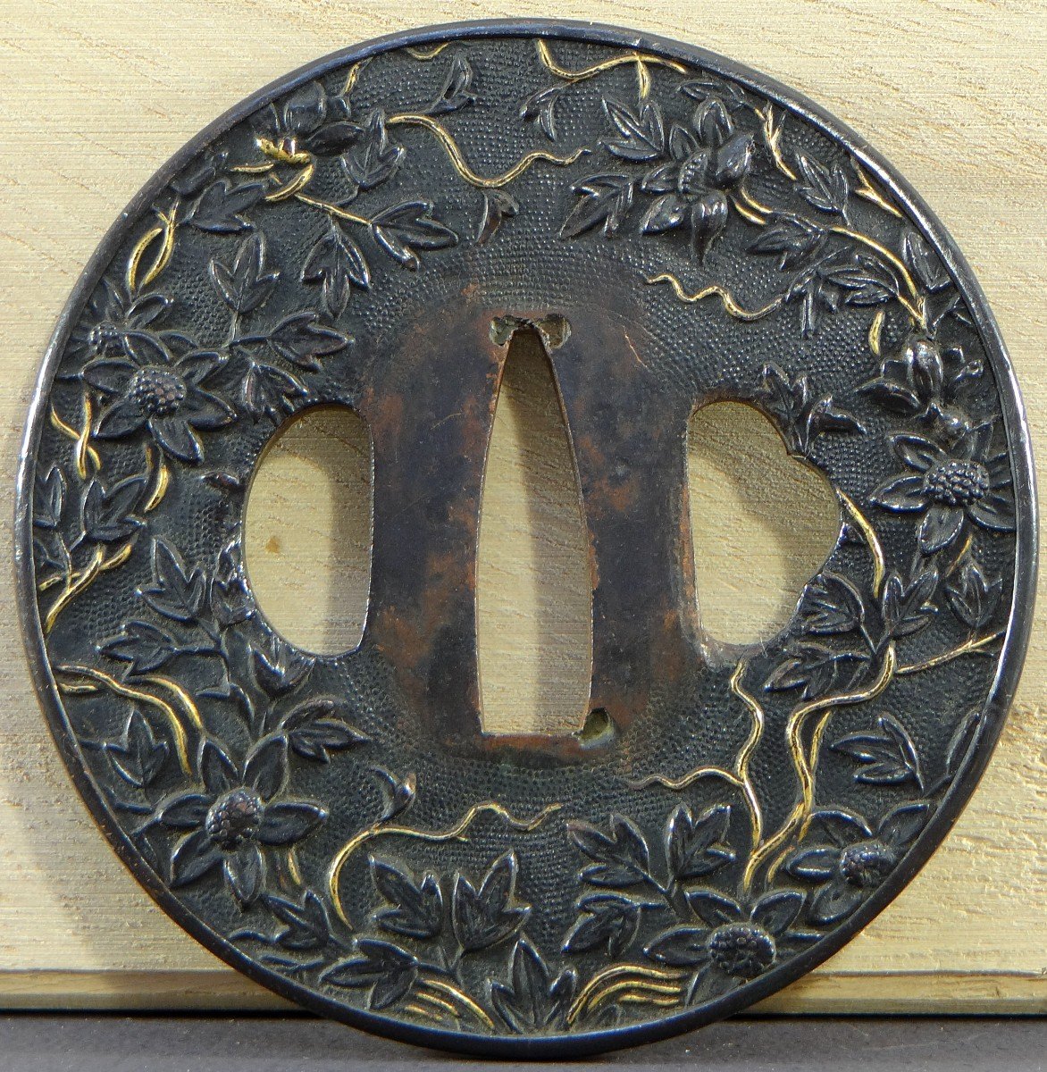 Japon, Fin De l'époque Edo (1603-1868), Garde De Sabre De Samouraï "Tsuba" En Shakudo.-photo-3