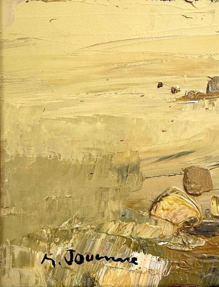 Michel Jouenne (1933-2021), Tableau Vue De Paysage à La Rivière Années 1970/1980. -photo-5