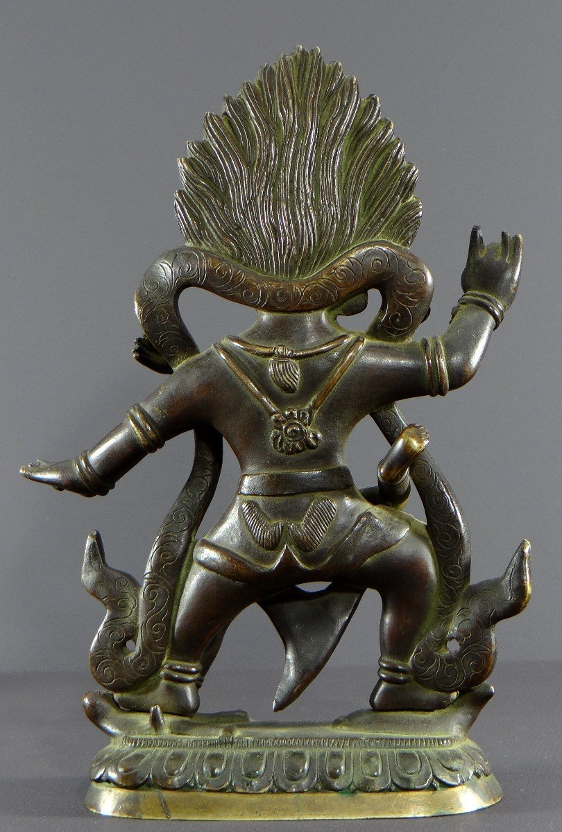 Tibet, premier tiers du XXème siècle, intéressant groupe en bronze figurant Yama.-photo-3