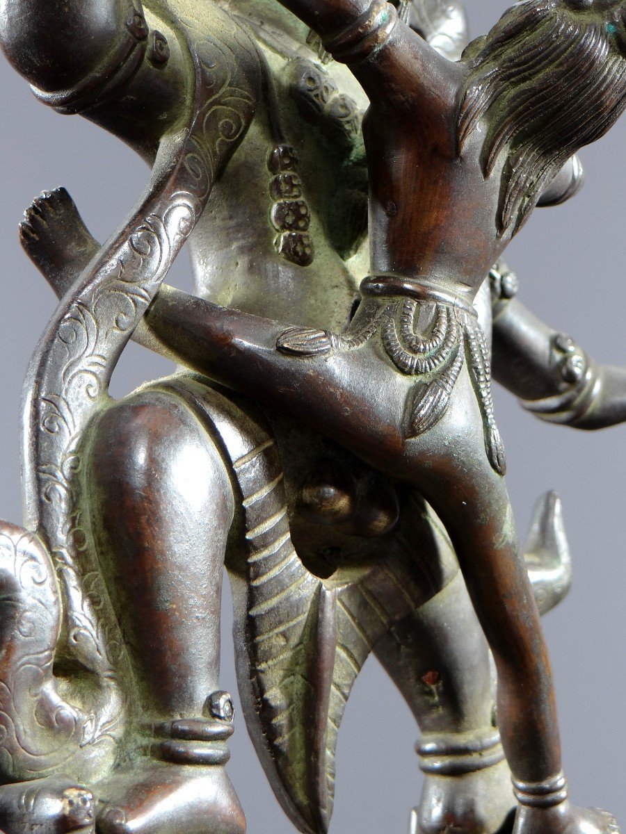 Tibet, premier tiers du XXème siècle, intéressant groupe en bronze figurant Yama.-photo-4
