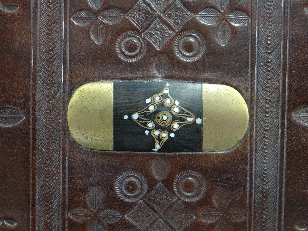 Morocco, Berber People, 1930s/1950s, Large Hot Iron Embossed Leather Box.-photo-1