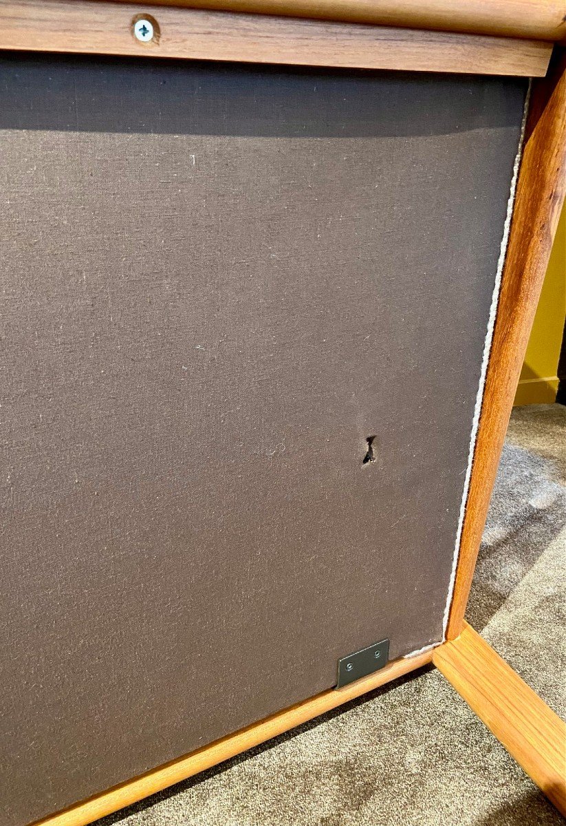 Danemark, Années 1970, L. Olsen & Son, Rare Canapé Deux Places En Teck Et Tissu. -photo-7