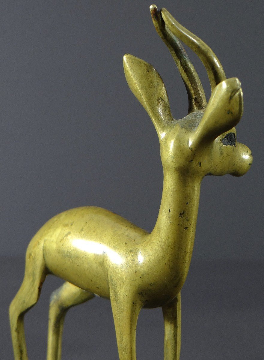 Asie du Sud Est, Premier Tiers Du XXème Siècle, Statuette De Cervidé En Bronze. -photo-4