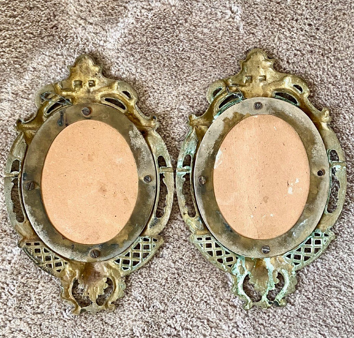 France, 1930s, Pair Of Rocaille Style Bronze Framed Mirrors.-photo-3