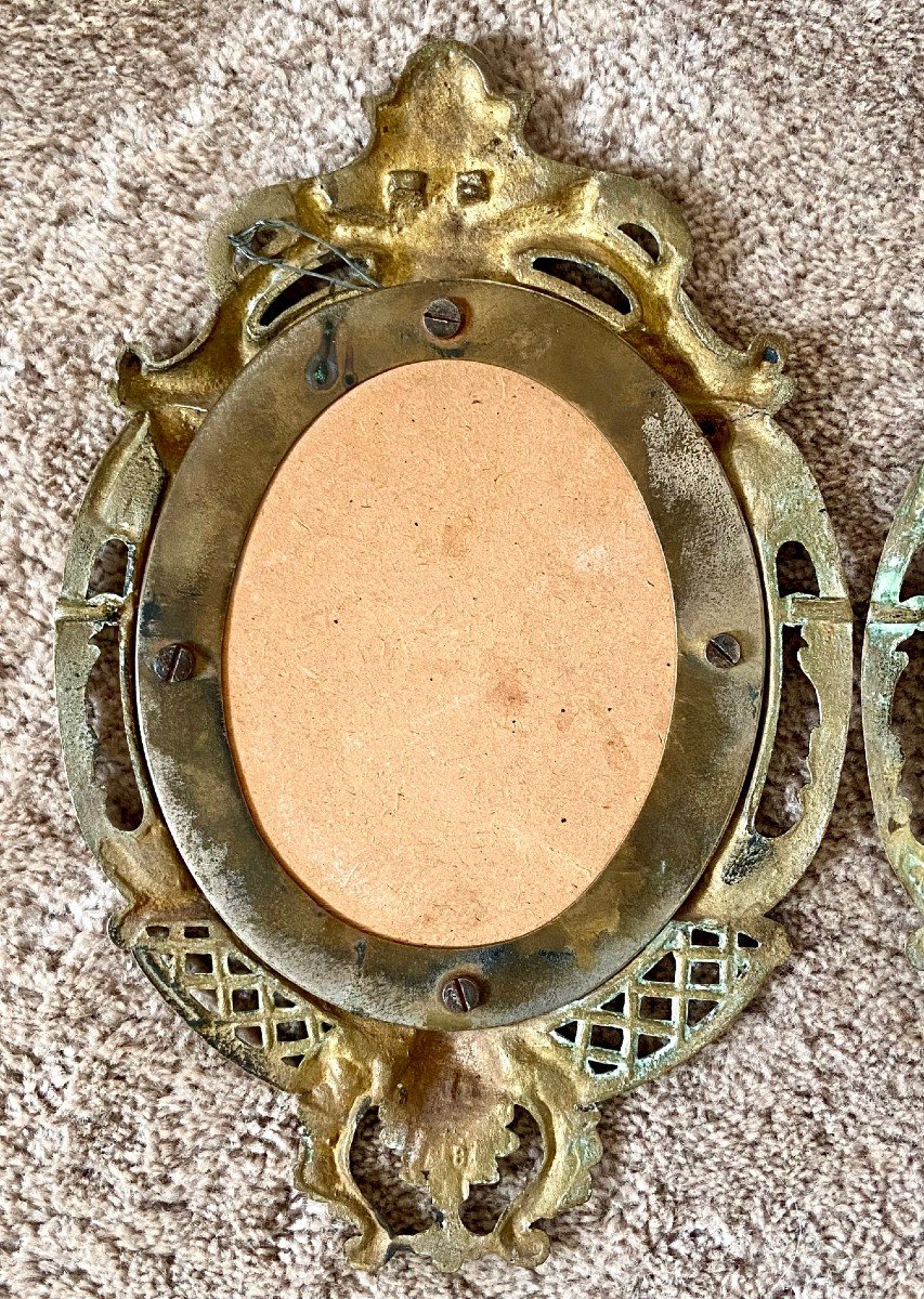 France, 1930s, Pair Of Rocaille Style Bronze Framed Mirrors.-photo-4