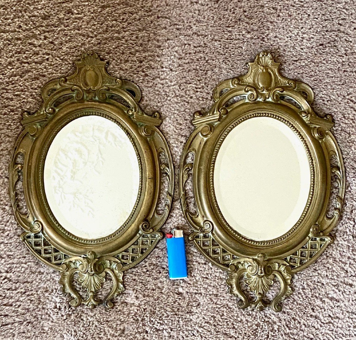 France, 1930s, Pair Of Rocaille Style Bronze Framed Mirrors.-photo-5