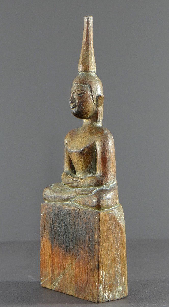 Laos, 1950s, Carved Wooden Statue Of Buddha Dhyana-mudra Position.-photo-3