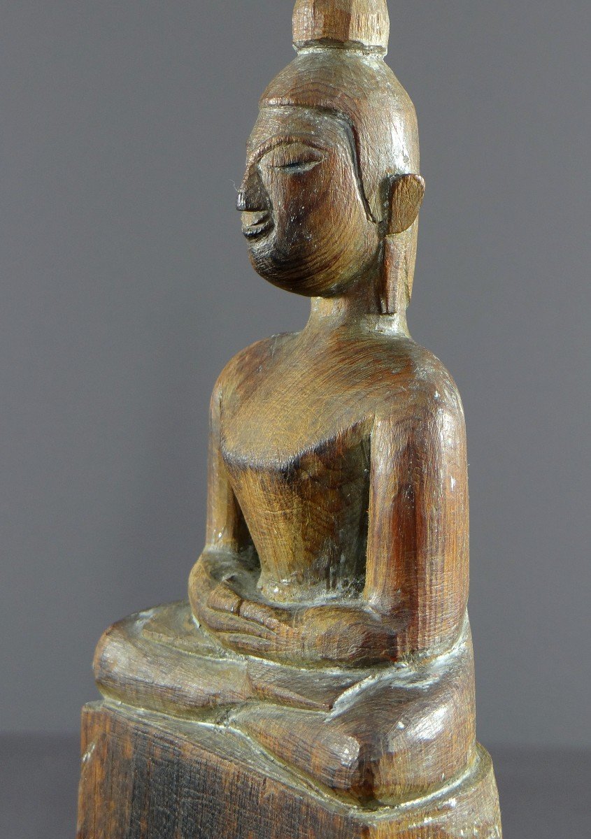 Laos, 1950s, Carved Wooden Statue Of Buddha Dhyana-mudra Position.-photo-6