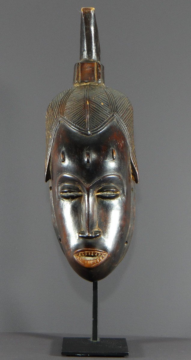 Ivory Coast, Gouro People, 1940s/1950s, Female Gu Dance Mask In Hardwood.-photo-2