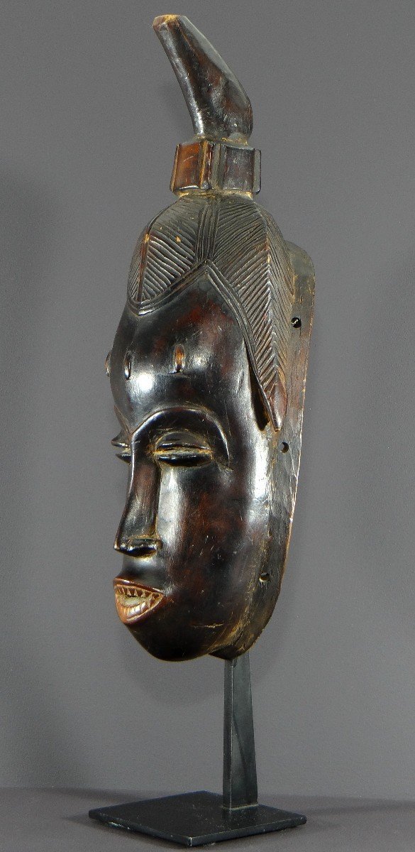 Ivory Coast, Gouro People, 1940s/1950s, Female Gu Dance Mask In Hardwood.-photo-4