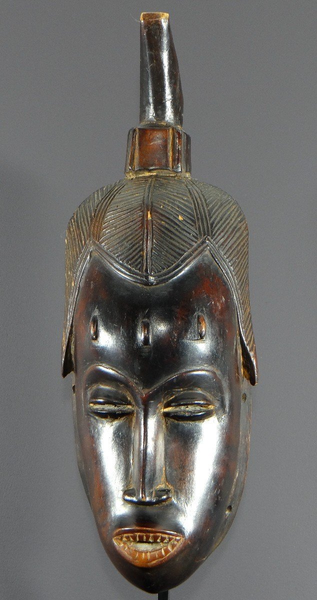 Ivory Coast, Gouro People, 1940s/1950s, Female Gu Dance Mask In Hardwood.-photo-2